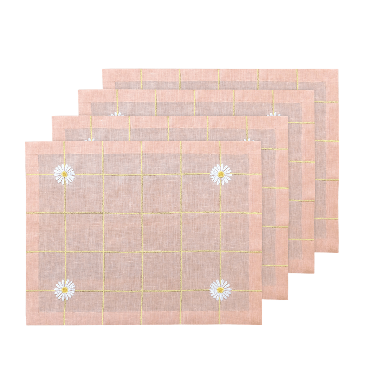 Hand Embroidered Trellis Placemats 14" × 18" (Set of 4)