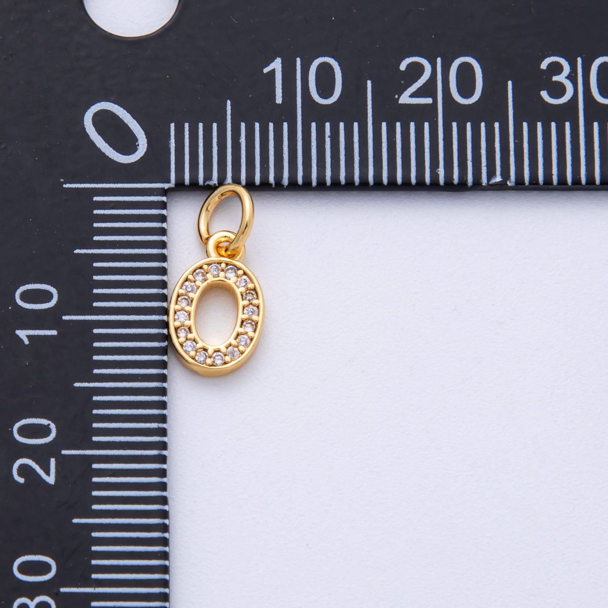 24K Gold Filled 14mm Number 0-9 Clear Micro Paved CZ Charm | N1025 - N1034