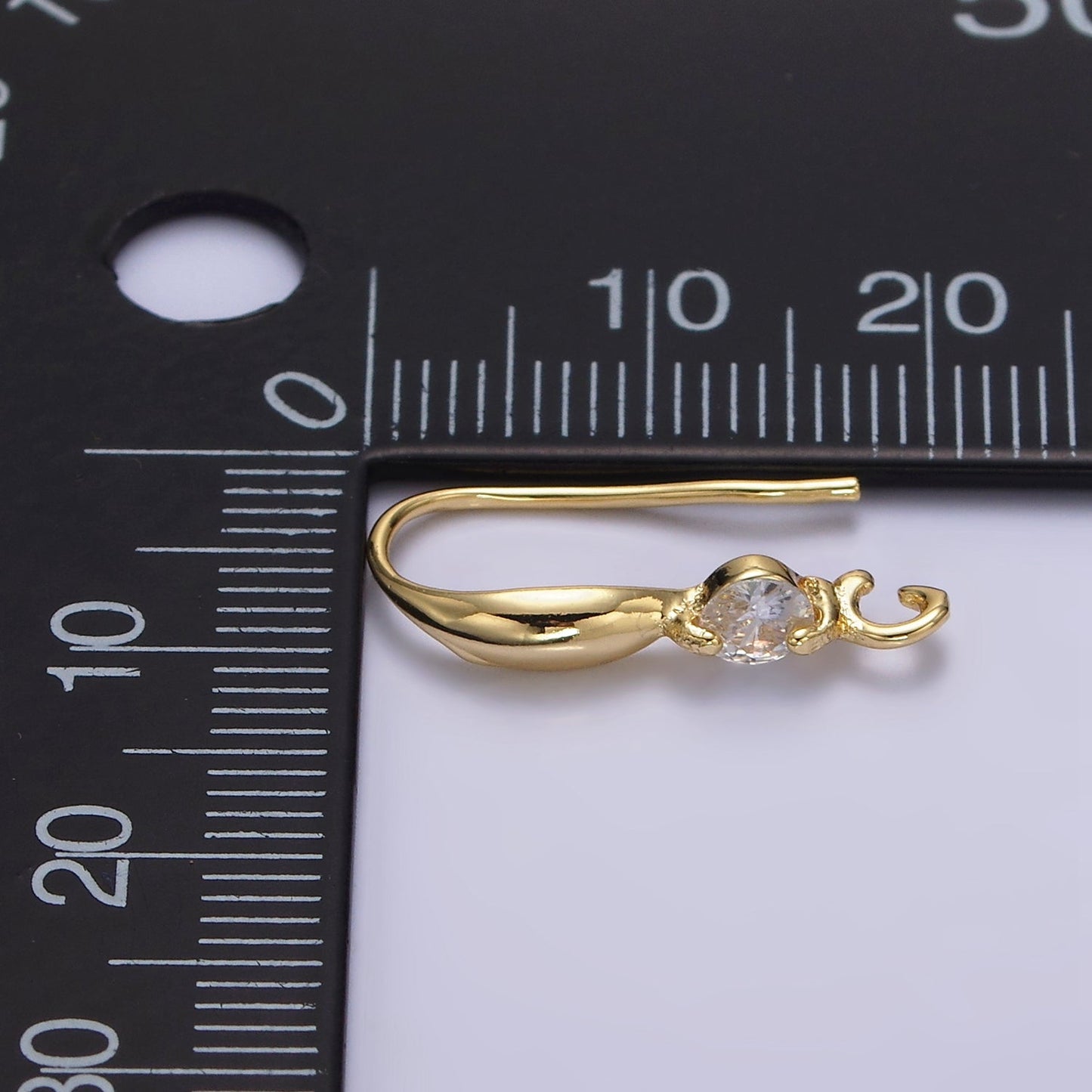 16K Gold Filled Clear CZ Open Loop French Hook Earrings | Z-432
