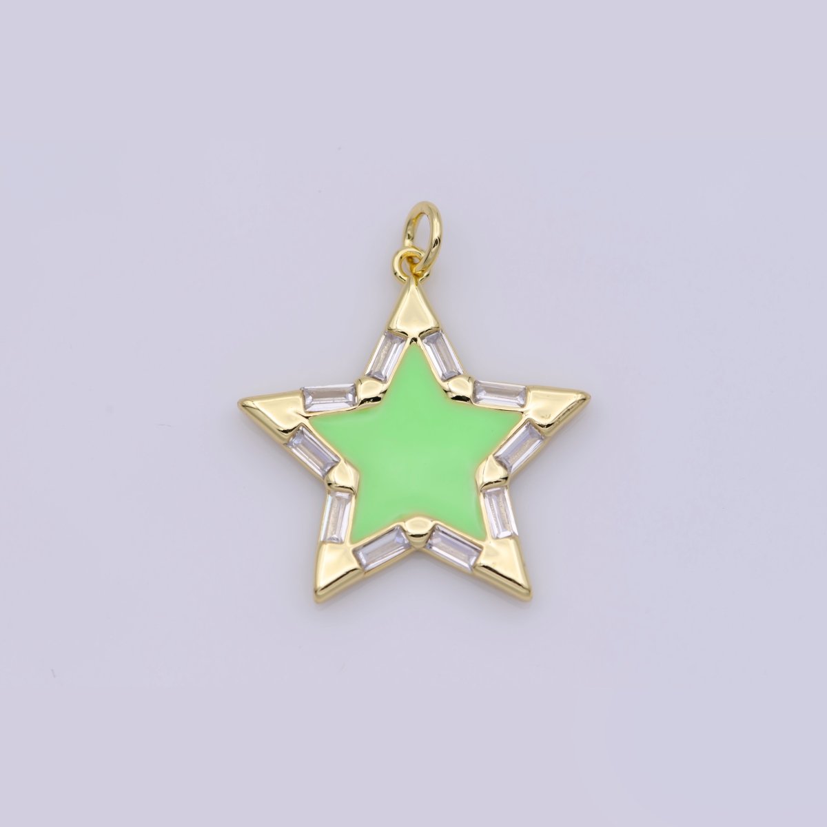 Colorful Enamel Star Charm Pendant, Red Yellow Pink Green Blue Enamel Cubic Pendant, 14K gold Filled Celestial Jewelry Making Supply M-325-M-335
