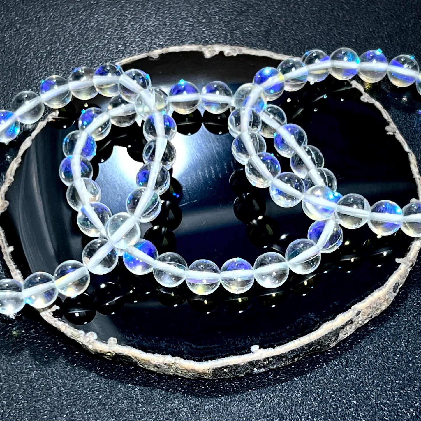 Mermaid Ocean Glowing Glass Stretch Bracelet (8mm Beads) Jewelry Supply