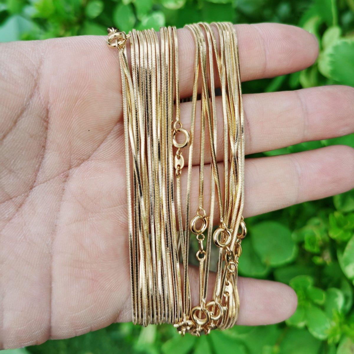 Dainty Gold Snake Chain Layer Necklace, 1.1mm 18 inch Flat Snake Necklace Finished Chain Necklace Ready to Wear | WA-1740 Clearance Pricing