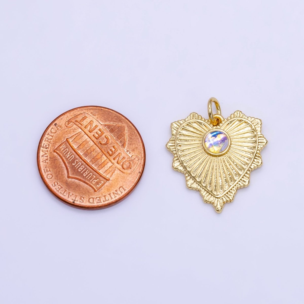 Dainty Radiant Heart with Opal Stone for Minimalist Jewelry E-773