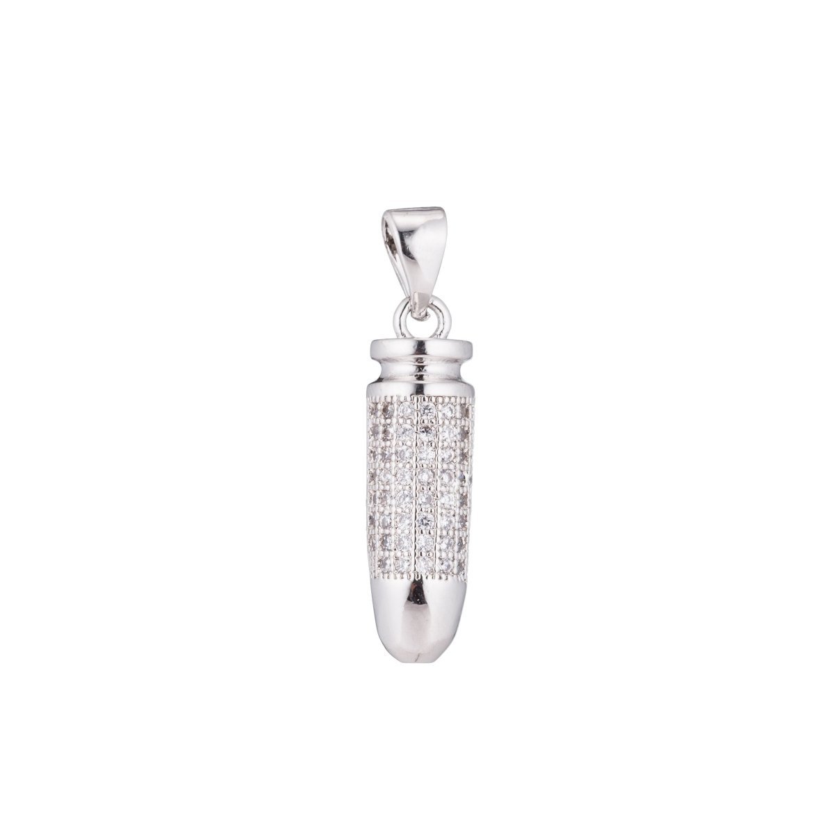 Gold Bullet Gun Pistol Ammo Weapon Hunting Security Craft Cubic Zirconia Necklace Pendant Charm Bead Bails Findings for Jewelry Making H-344