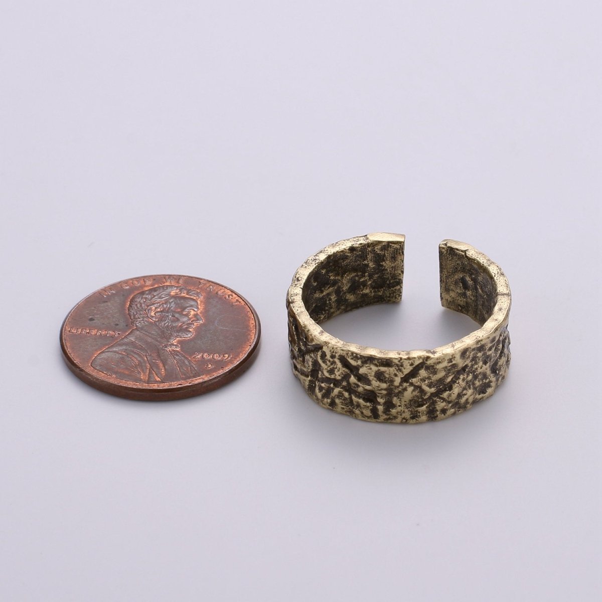 Gold Hammered Band--Men's Gold Adjustable Ring--Stackable Band--Simple and Unique--Gold Plated Hammered Band-Rustic Band