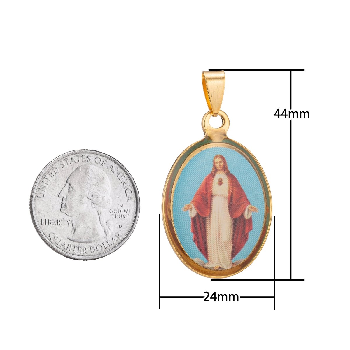 Jesus Pendant, Jesus Christ Charm God Gold Pendant, God Pendant, Religious Jewelry, for Layering Necklace J-573