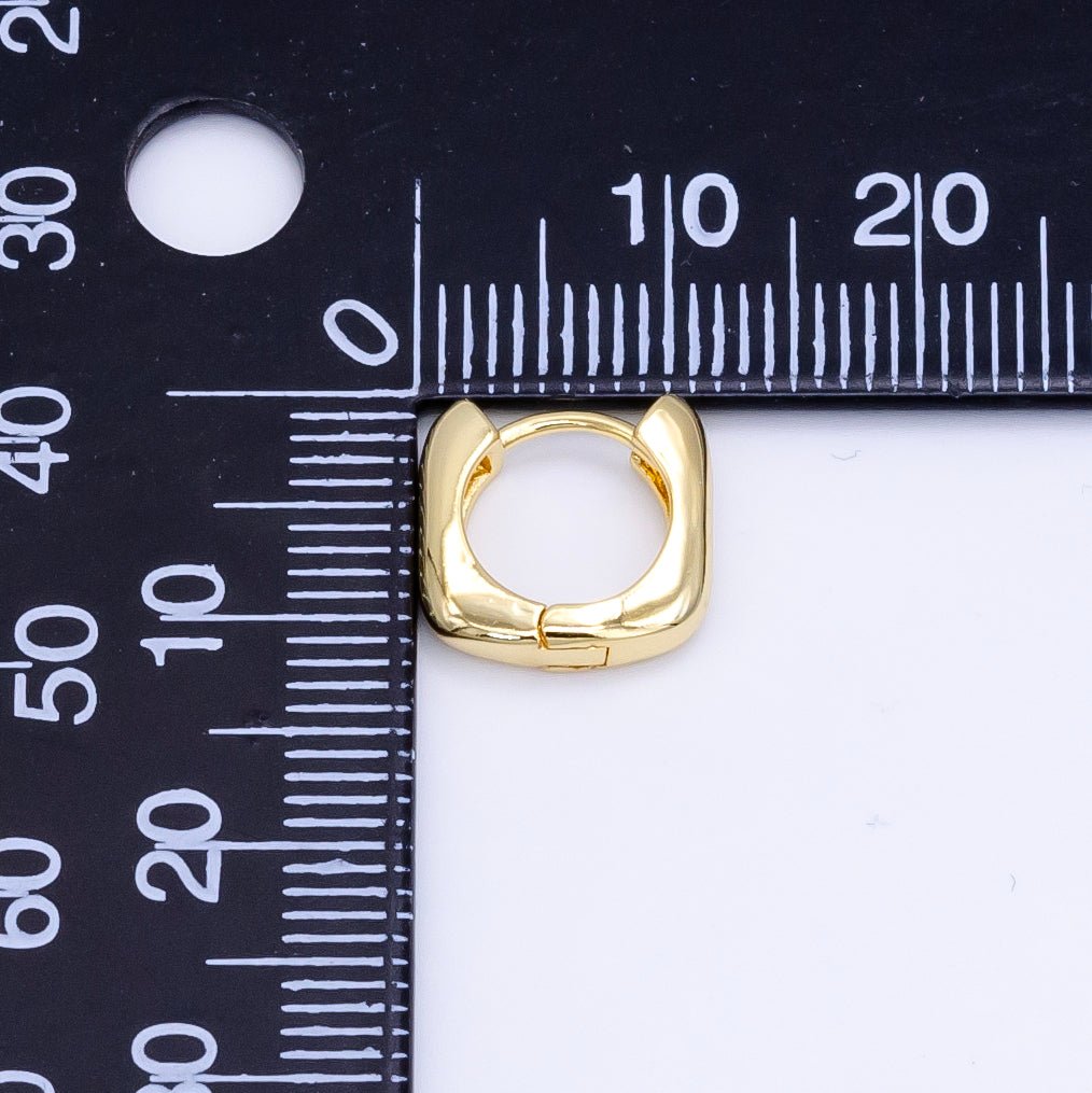 Minimalist Rectangular Small Hoop Earrings Gold Filled Sterling Geometric Hoop Earrings AB1155