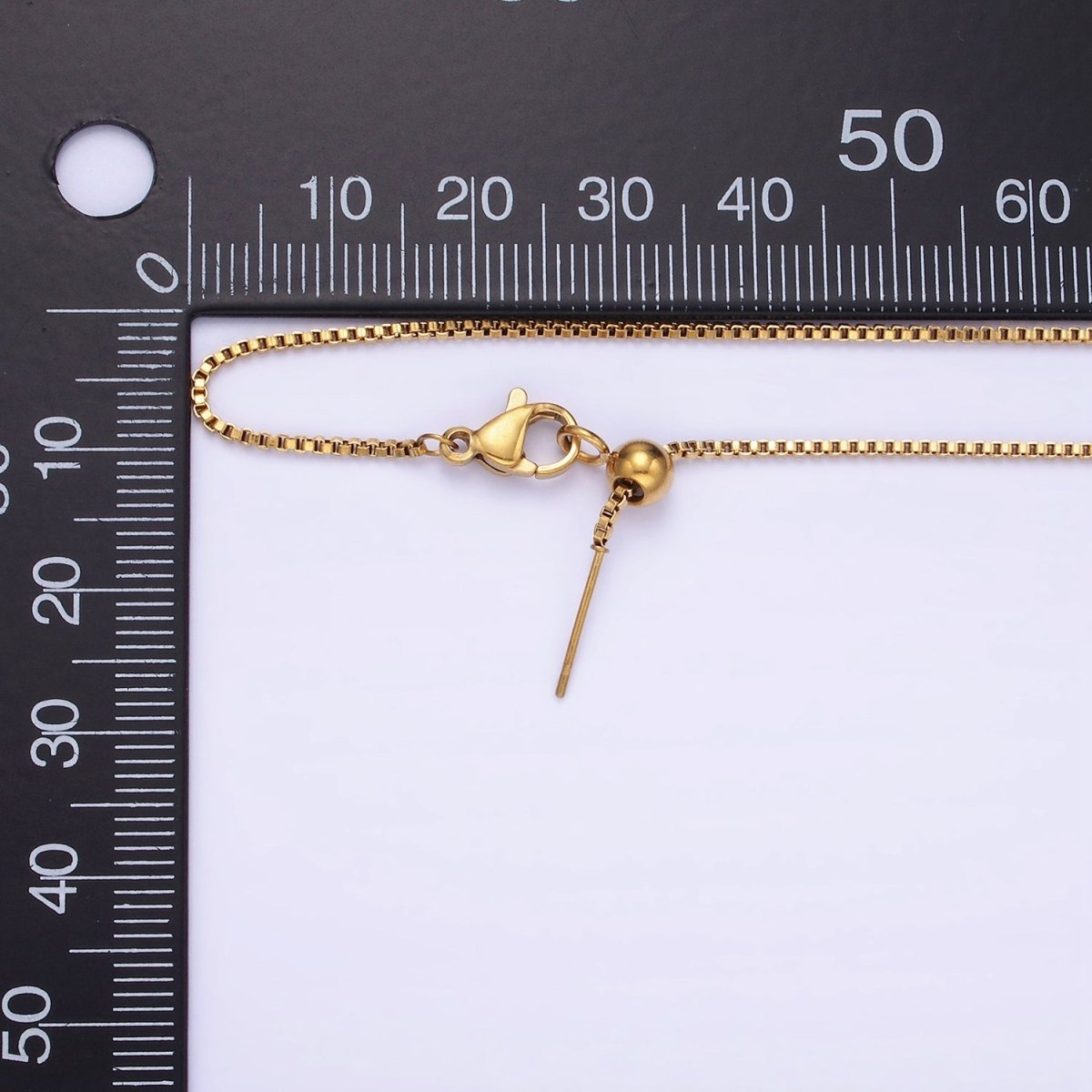 1.1mm Adjustable Box Chain Necklace Gold Up To 20" long | WA-2422