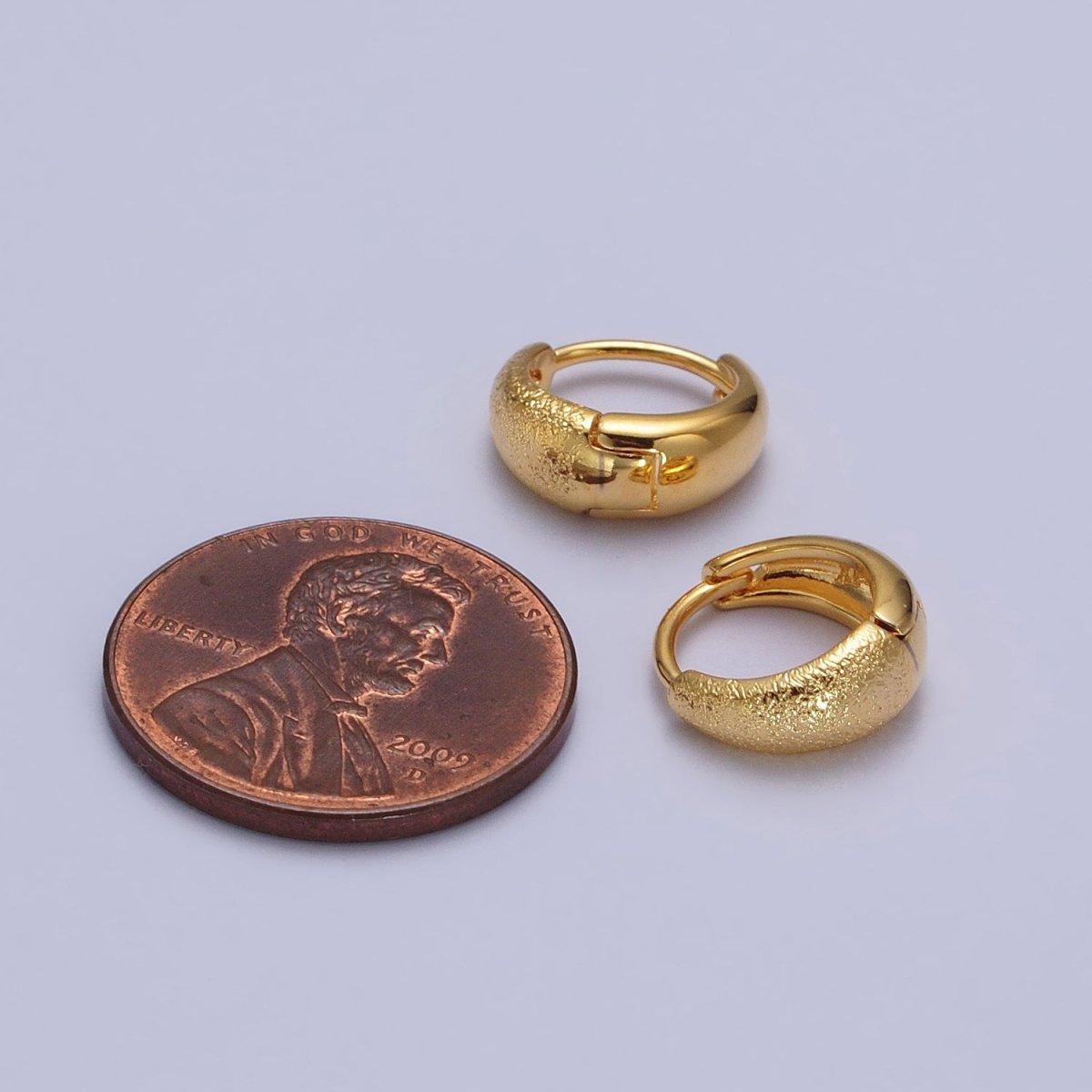 11mm Hammered Textured Dome Everyday Gold Huggie Earrings | AB121