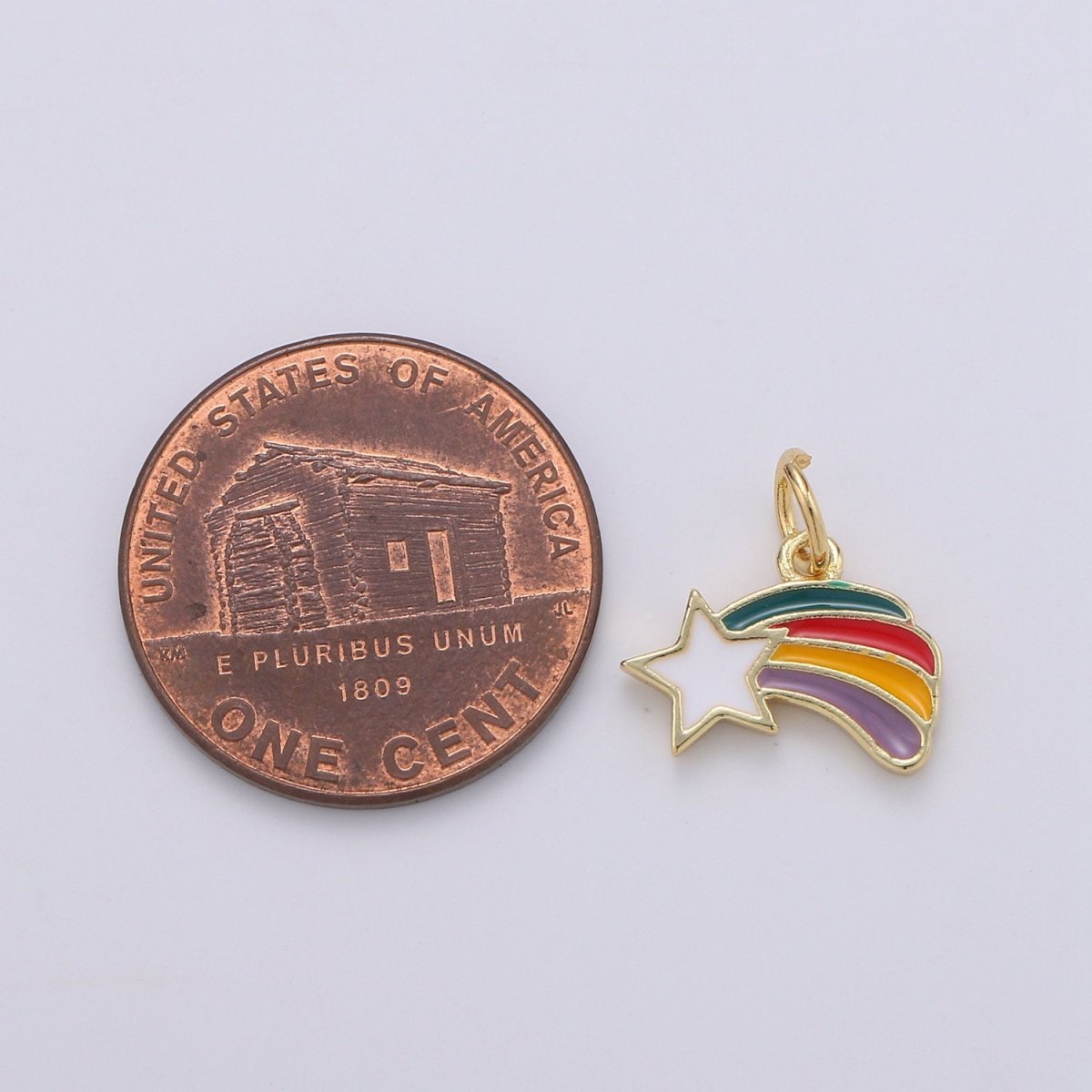 12x13mm Enamel Rainbow, Colorful Star Pendant, Dainty Gold Rainbow Charms, Kids Charm, Bracelet Necklace Earring Charm D-749