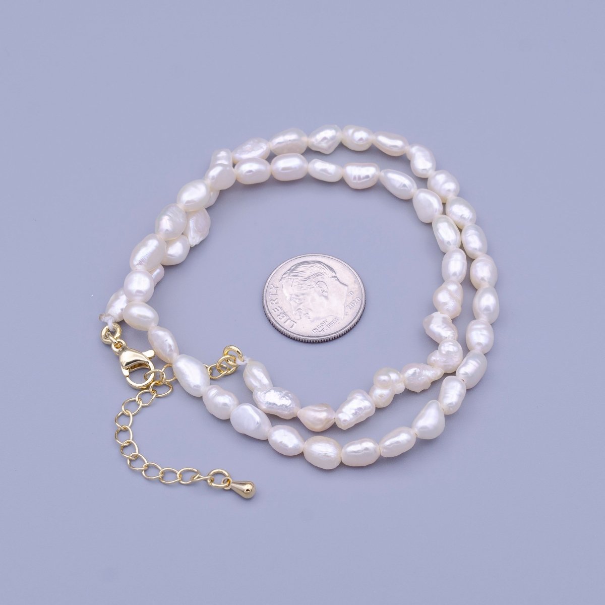 OS 14.5 Inch Natural 5mm Genuine White Freshwater Pearl Choker Necklace | WA-1460 Clearance Pricing