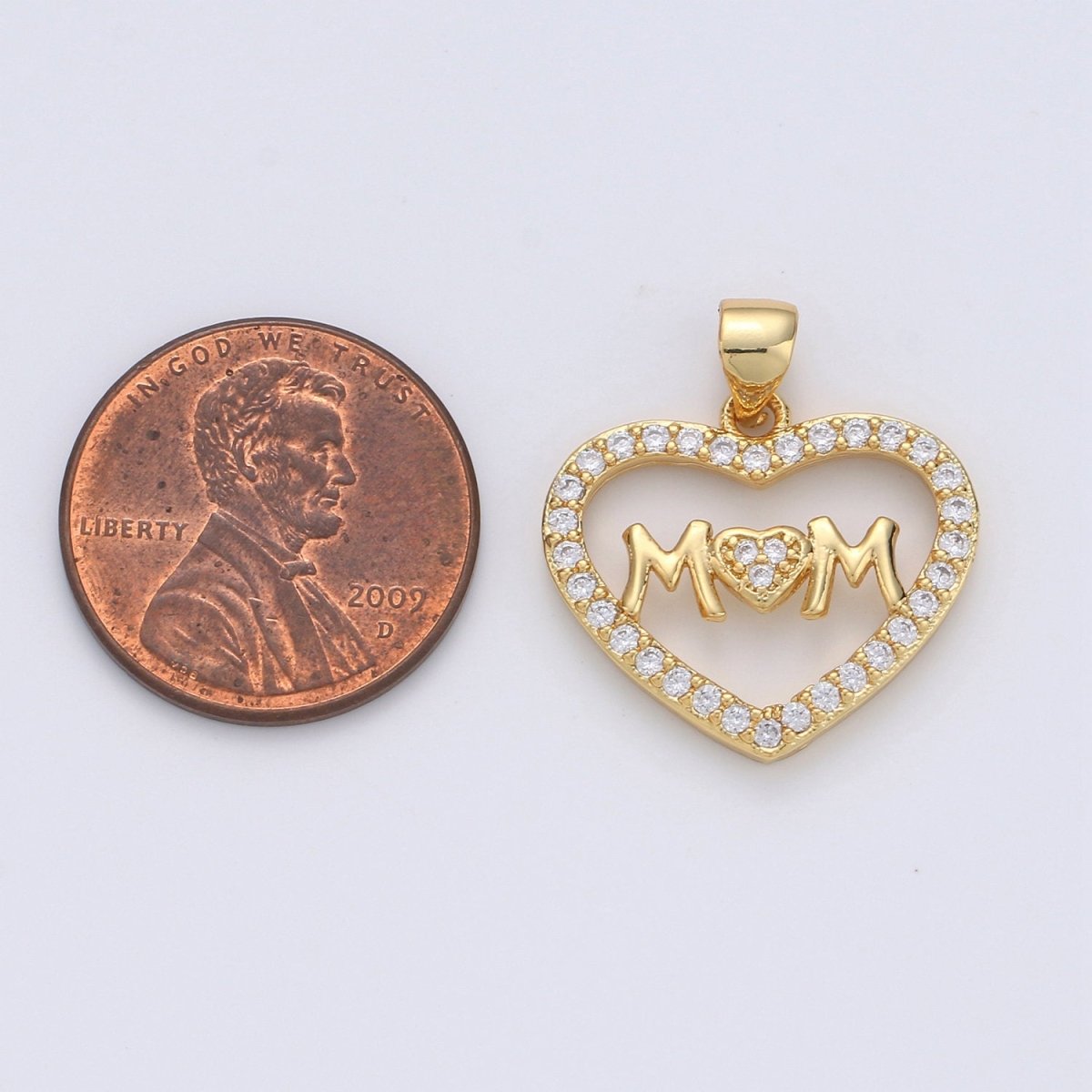 14k Gold Fill Micro Pave Mother Charm - Mom Necklace Charm - Mother Bracelet Charm - Mother's Day Gifts - Mom Letter Necklace Pendant I-667
