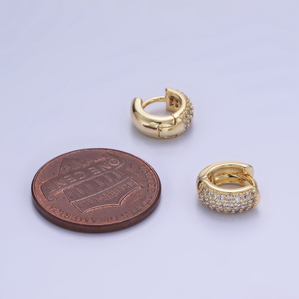 14K Gold Filled 10mm Micro Paved CZ Cartilage Huggie Earrings | AB1327