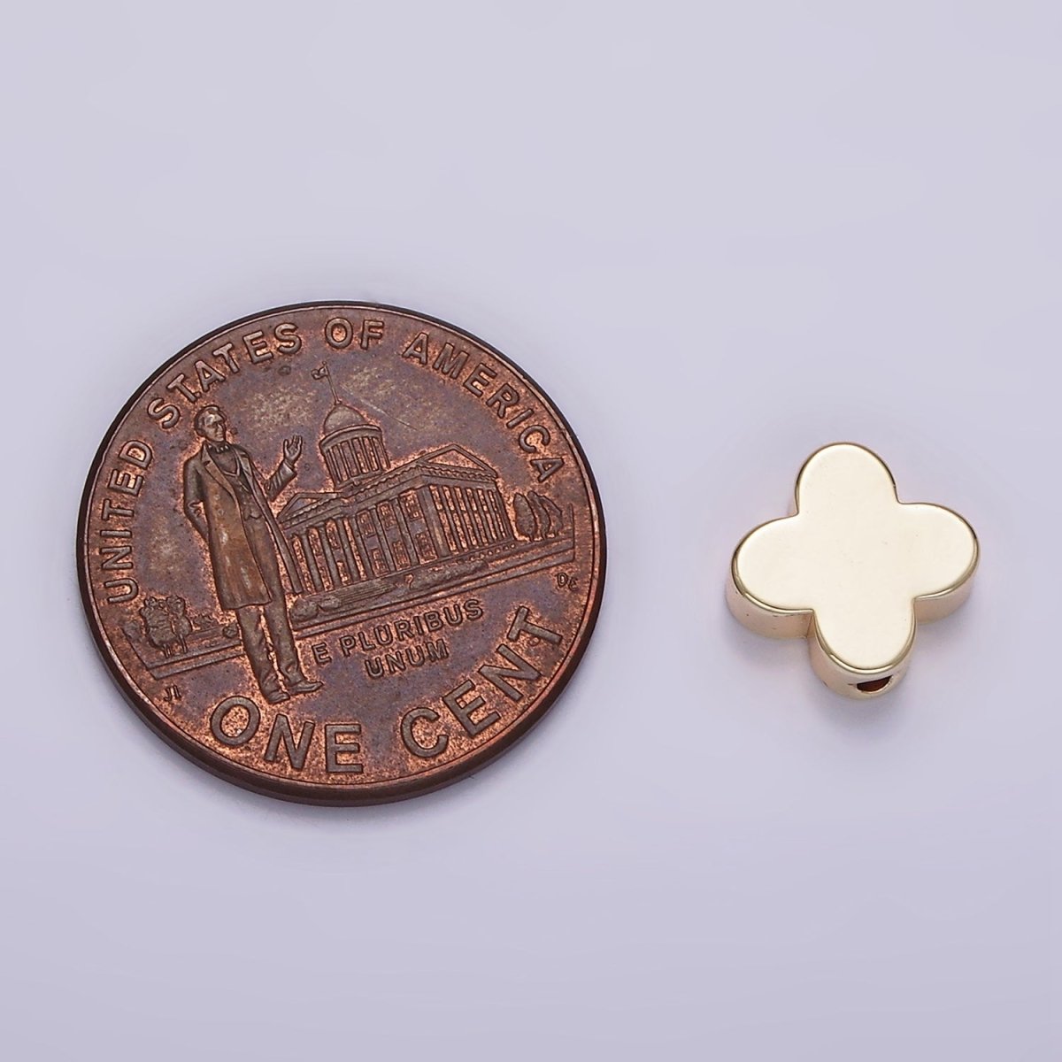 14K Gold Filled 10mm Mini Minimalist Clover Quatrefoil Bead | B875