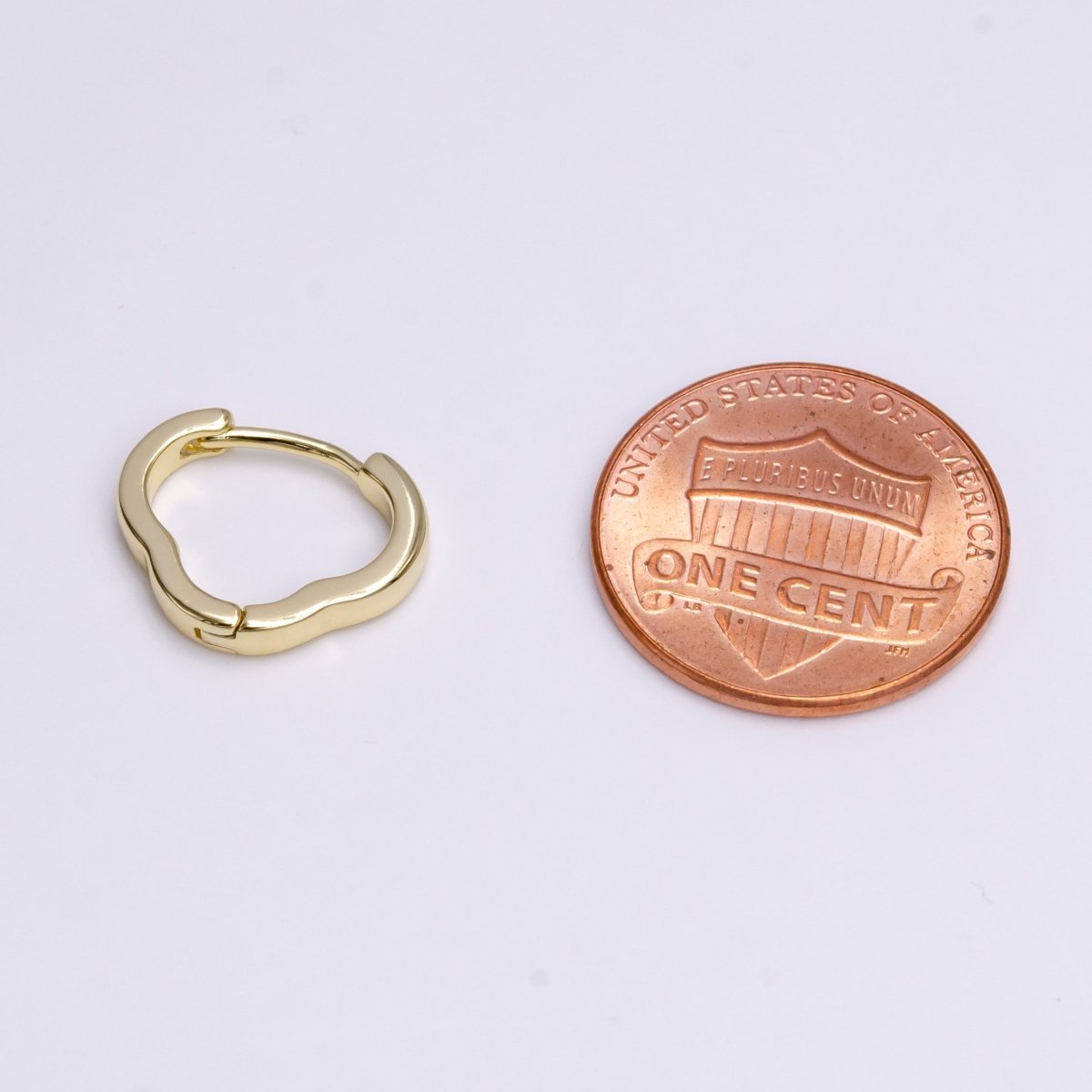 14K Gold Filled 11.5mm Abstract Quatrefoil Minimalist Cartilage Huggie Earrings | AD-467