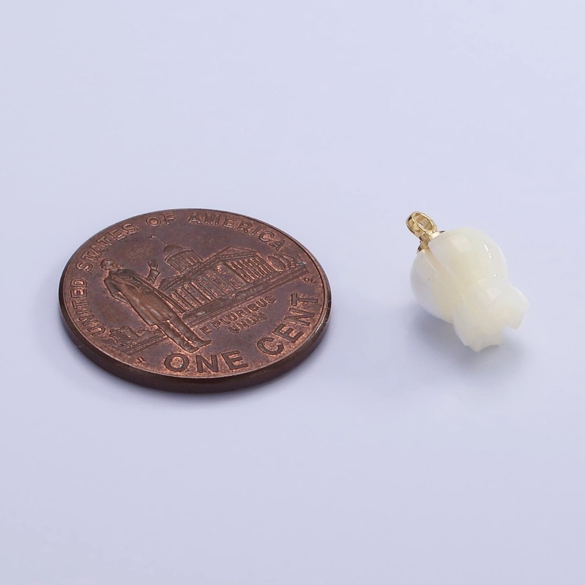 14K Gold Filled 11mm Rose Bud Flower Shell Pearl Drop Charm | AG687