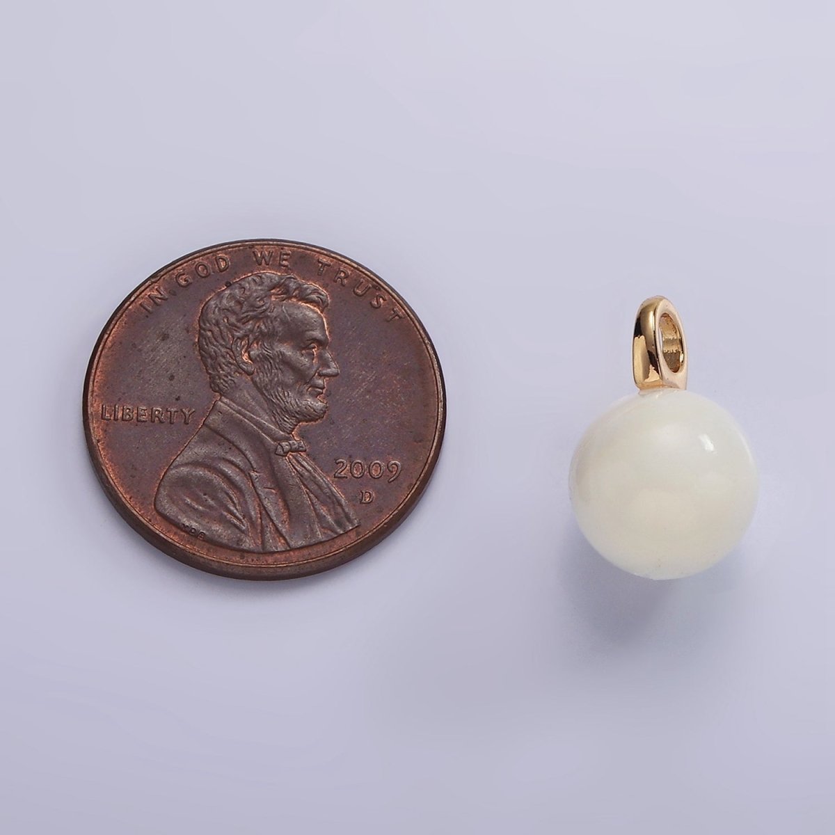 14K Gold Filled 11mm Round Sphere Ball Natural Shell Pearl Gemstone Drop Pendant | P1645