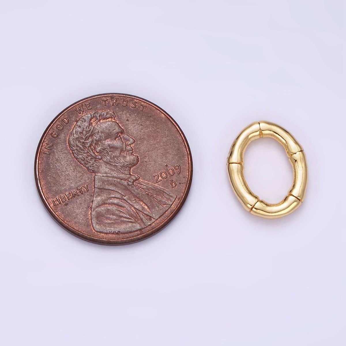 14K Gold Filled 12mm Bamboo Oval Link Minimalist Findings Supply | Z576
