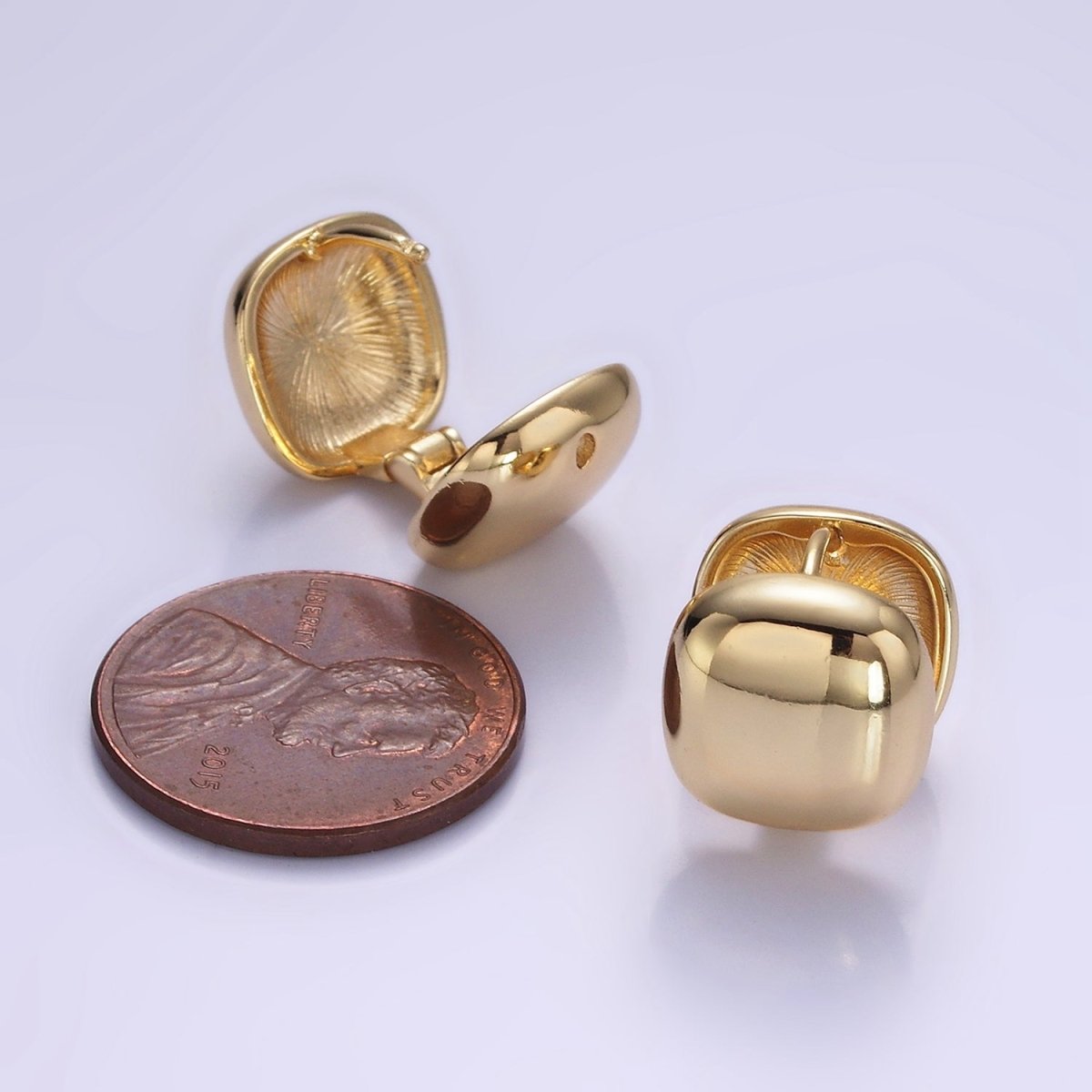 14K Gold Filled 12mm Chubby Square Minimalist Cartilage Huggie Earrings | AE410