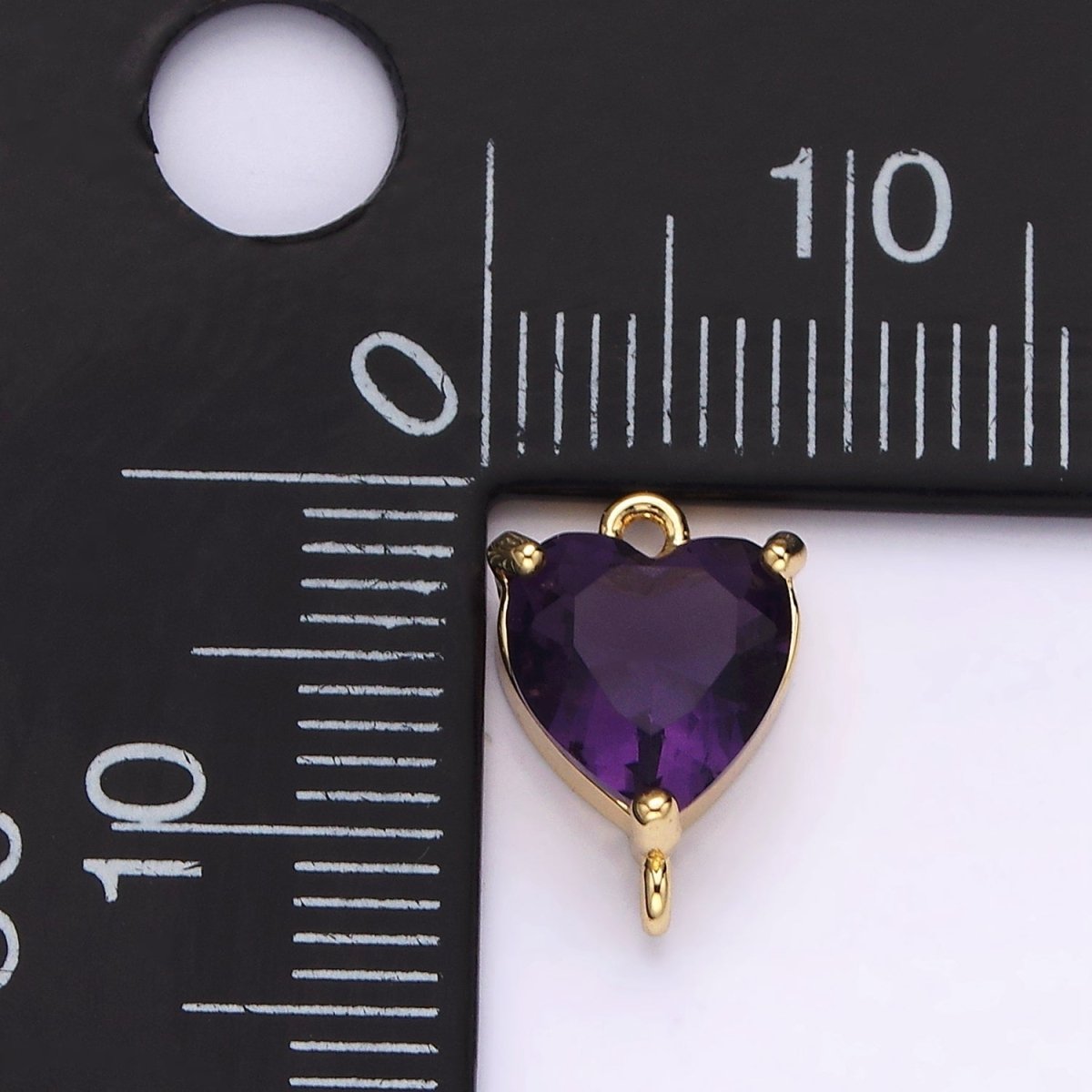 14K Gold Filled 12mm Purple CZ Heart Mini Connector | G-106