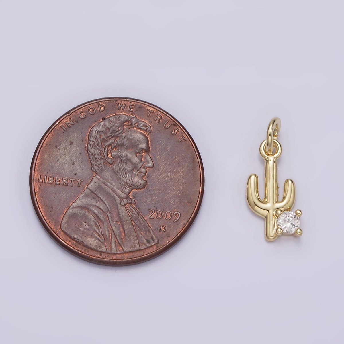14K Gold Filled 14mm Cactus Plant CZ Add-On Mini Charm | AG198