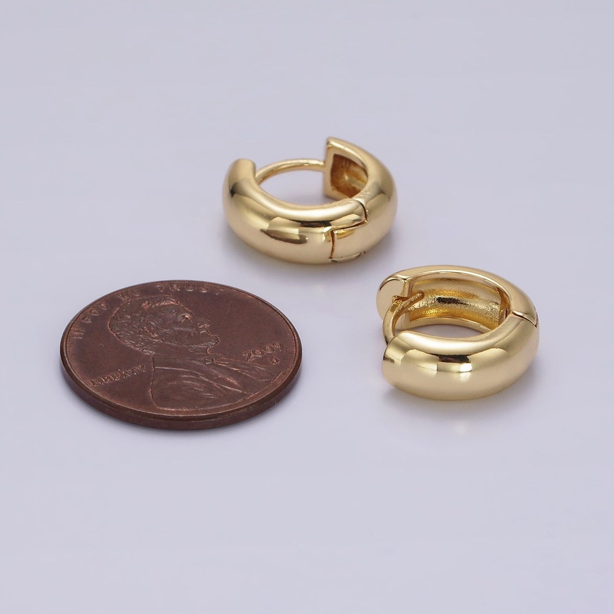 14K Gold Filled 14mm Chubby Minimalist Huggie Earrings | AE989