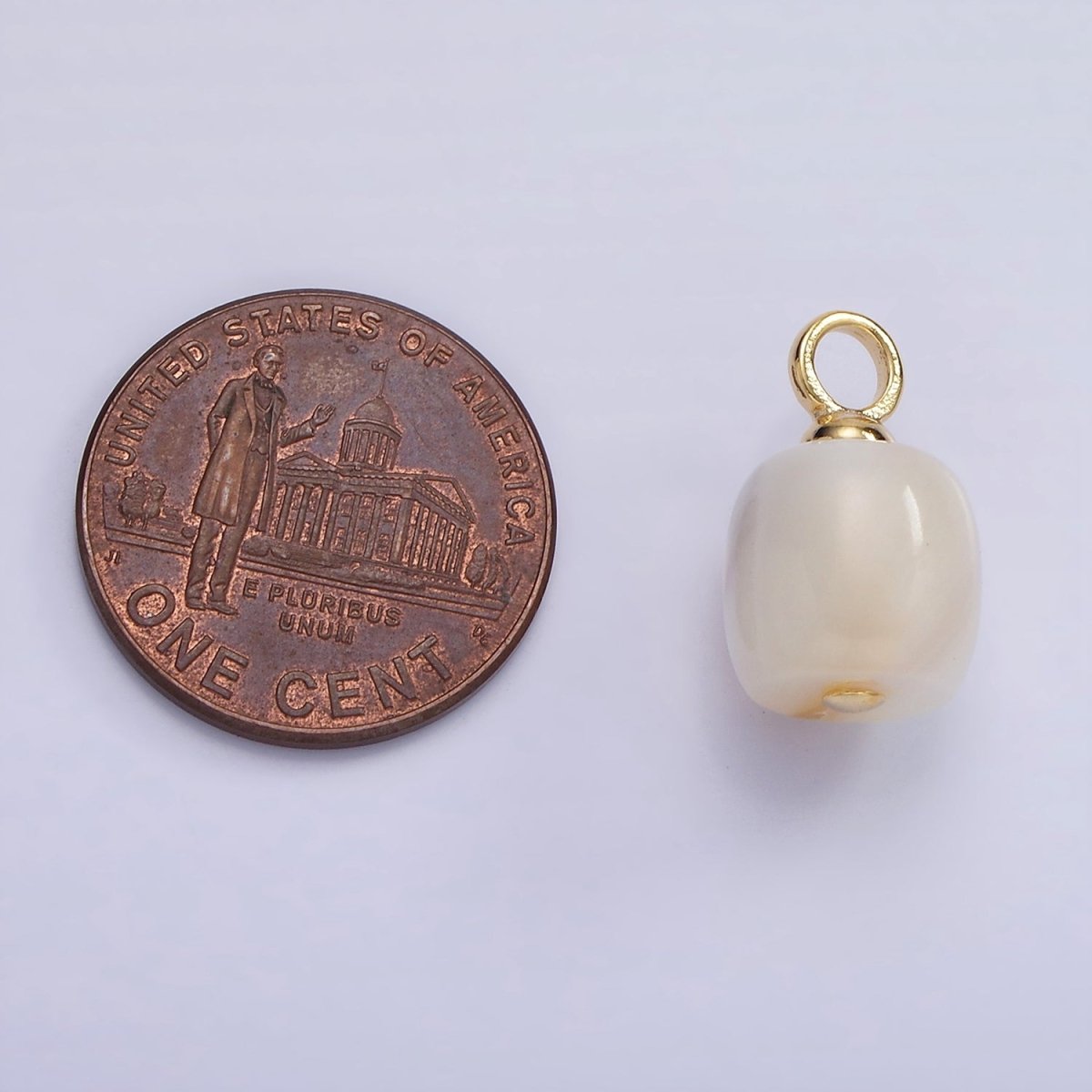14K Gold Filled 15mm Shell Pearl Square Tube Drop Pendant | P1697
