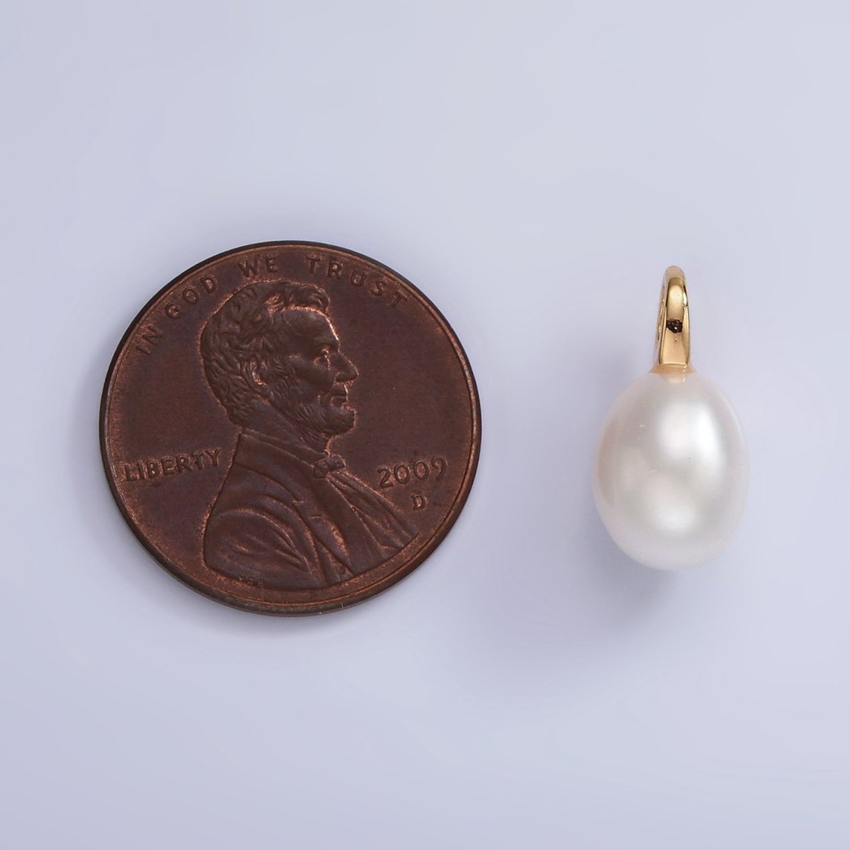 14K Gold Filled 15mm White Freshwater Pearl Drop Pendant | P1656