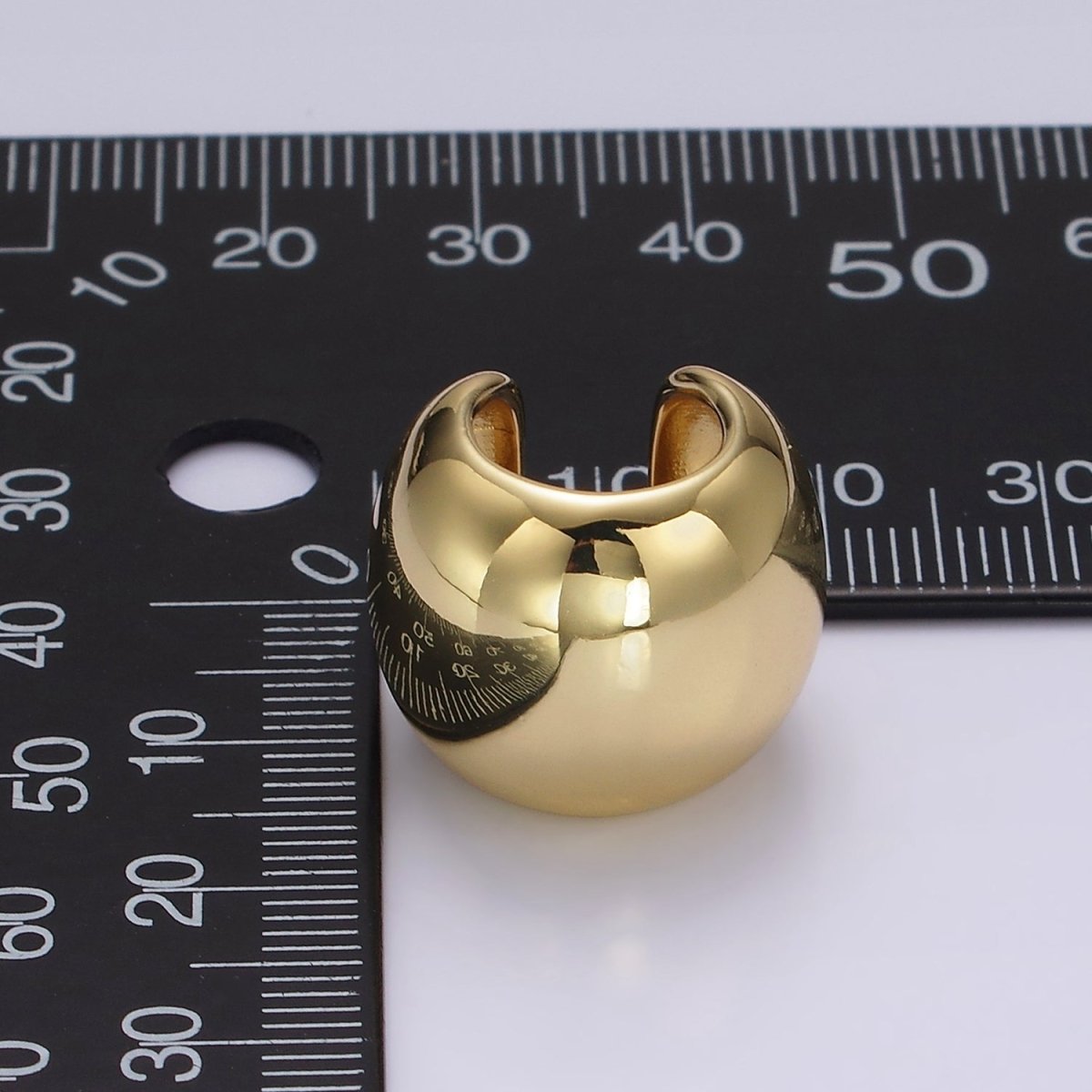OS 14K Gold Filled 16.7mm Wide Rounded Modern Statement 1 Piece Ear Cuff Earrings | AI155