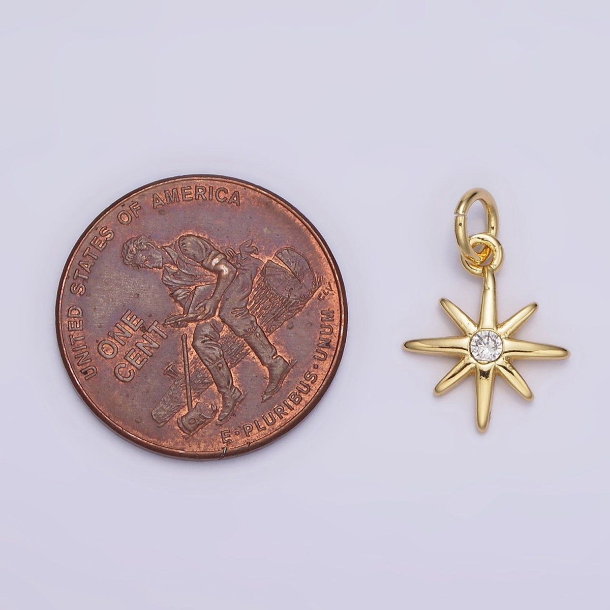 14K Gold Filled 16mm Celestial North Star Clear CZ Charm | N984