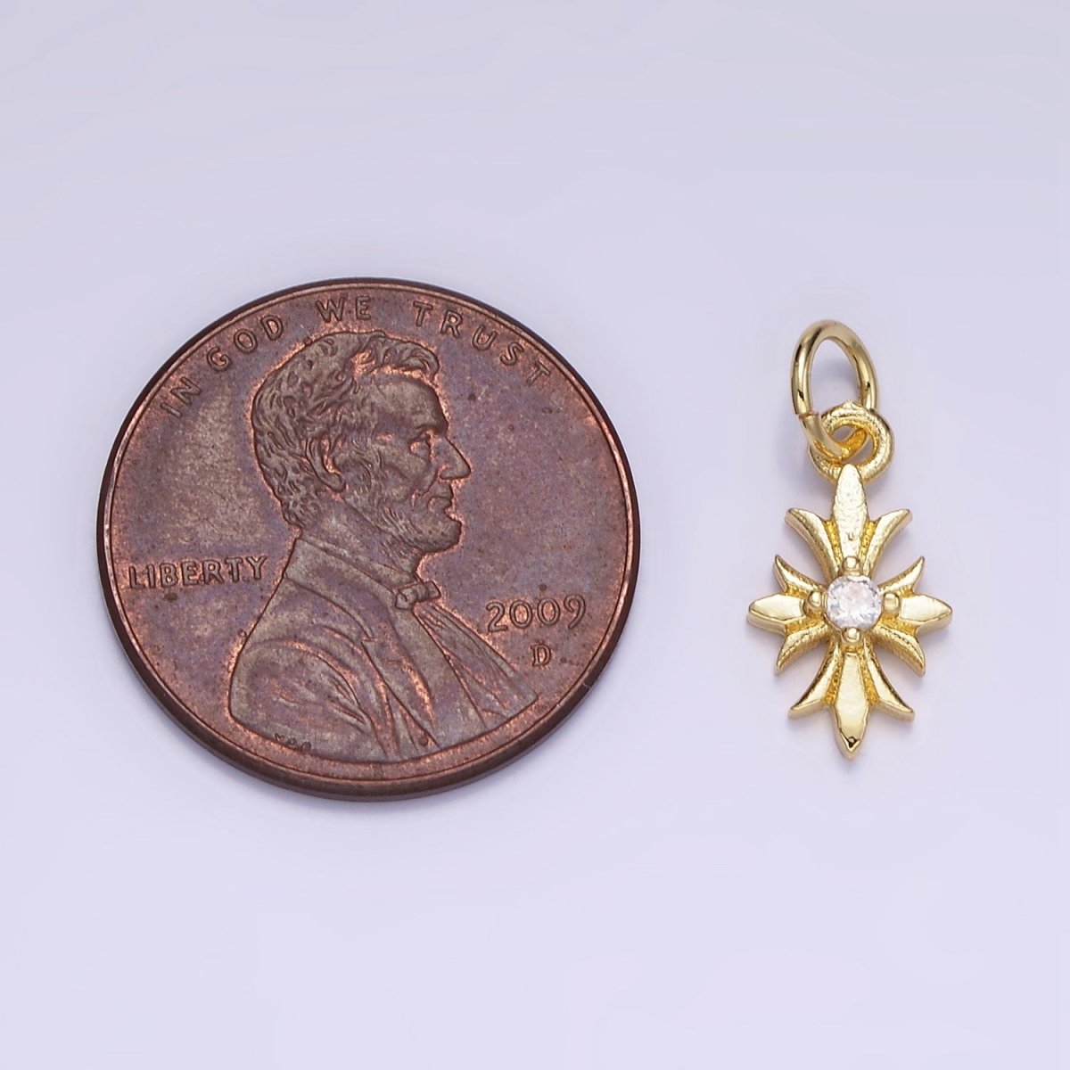 14K Gold Filled 16mm Clear CZ Fleury Cross Add-On Charm | AG647