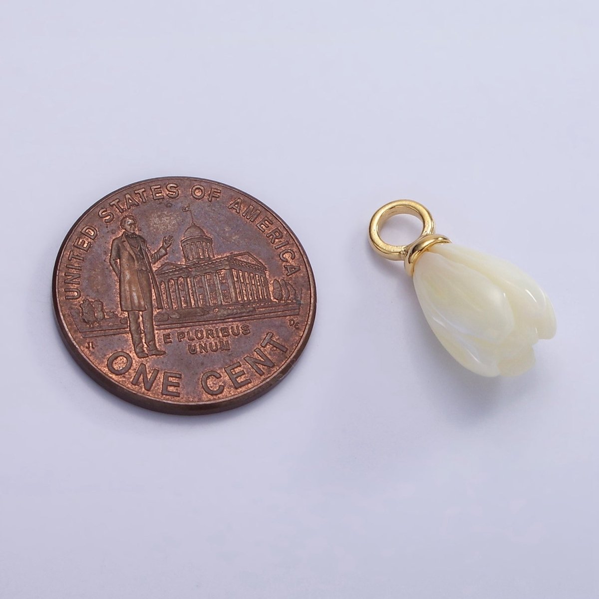 OS14K Gold Filled 16mm Tulip Flower Shell Pearl Drop Pendant | AG690