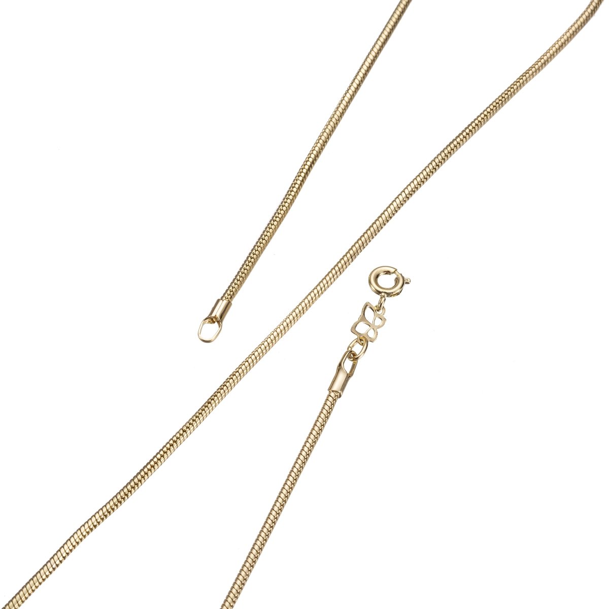 OS 14K Gold Filled 17.5 inch Snake Chain Necklace, Omega Finished Chain Necklace, Dainty 1.4mm Omega Necklace w/Spring Ring | CN-247 Overstock Clearance Pricing