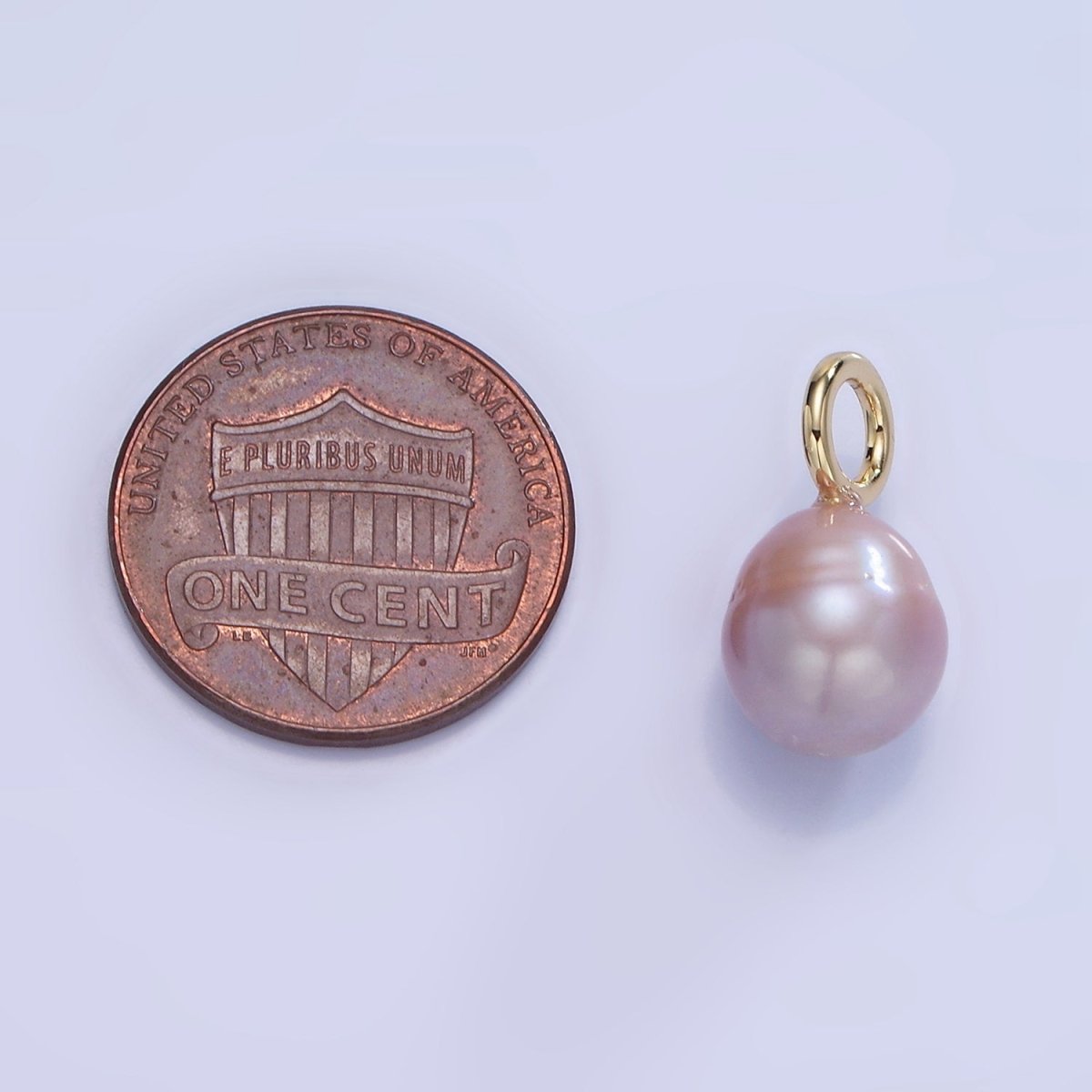 14K Gold Filled 17mm Purple Ringed Freshwater Pearl Oval Drop Pendant | P1737