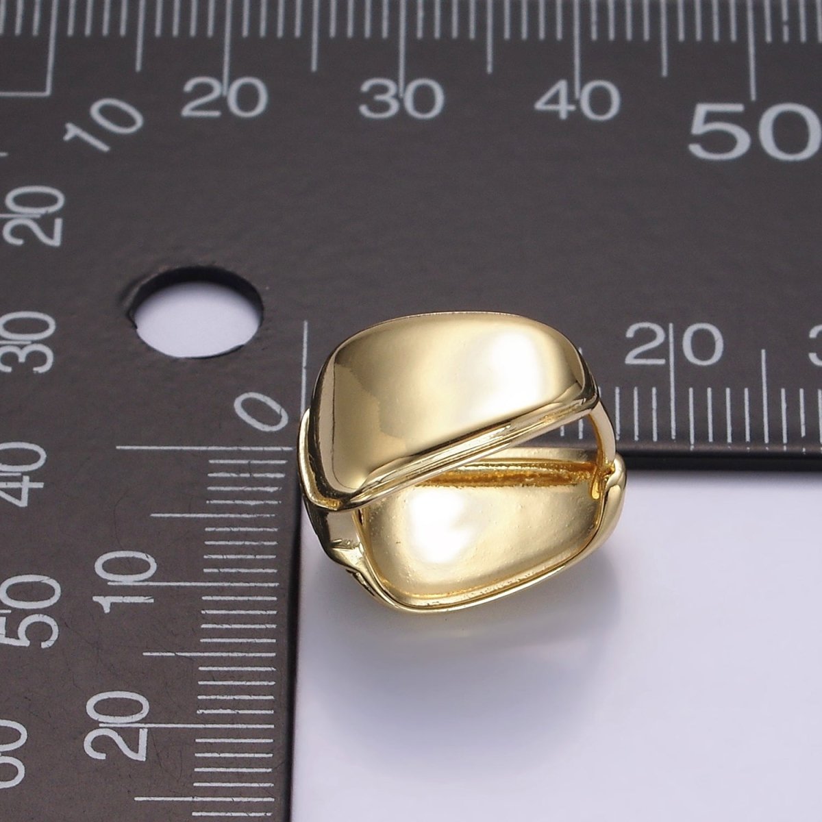 14K Gold Filled 17mm Wide Rounded Square Modern Statement Huggie Earrings | V061