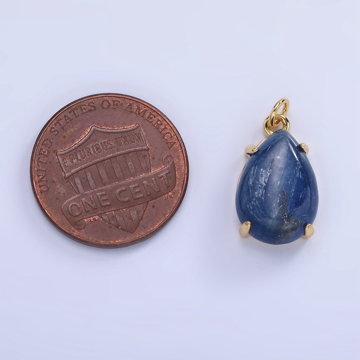 14K Gold Filled 18mm Blue Kyanite Gemstone Teardrop Charm | AG752