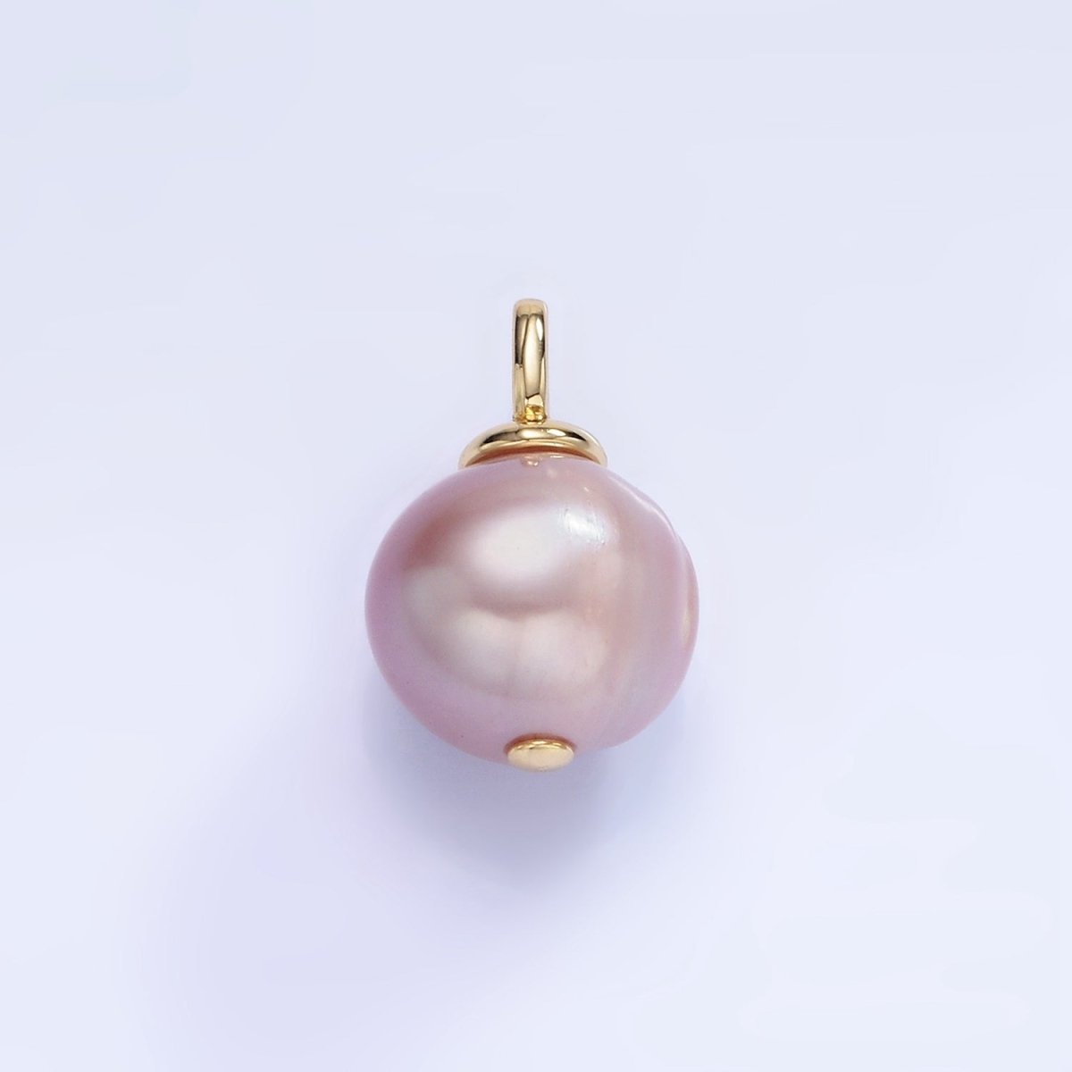 14K Gold Filled 18mm Purple Freshwater Pearl Square Bail Drop Pendant | P1720