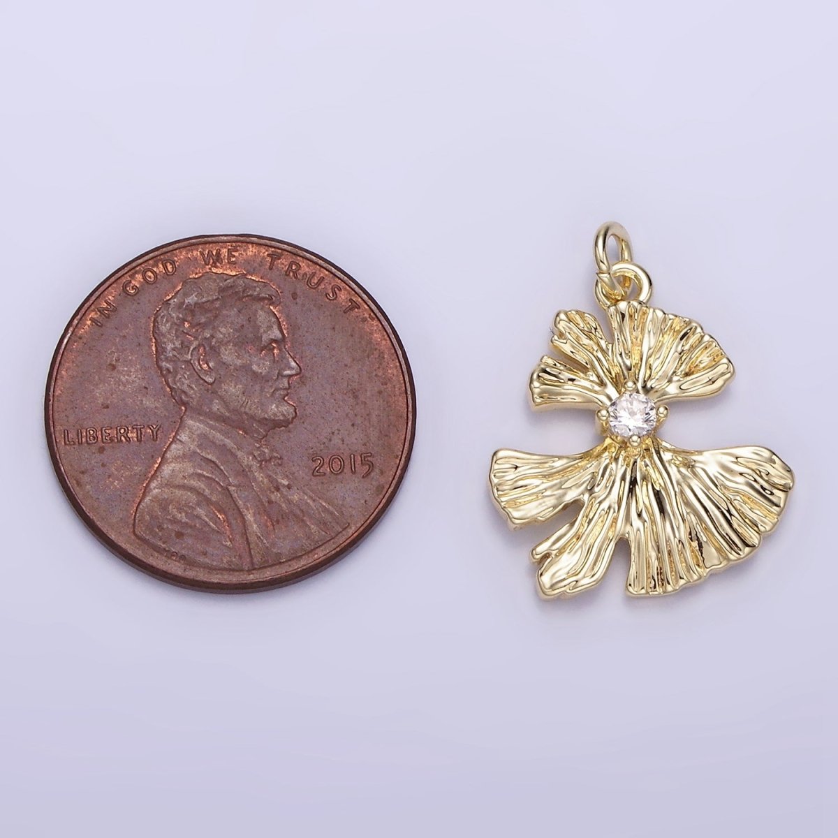 14K Gold Filled 20mm CZ Foil Abstract Charm | AG740
