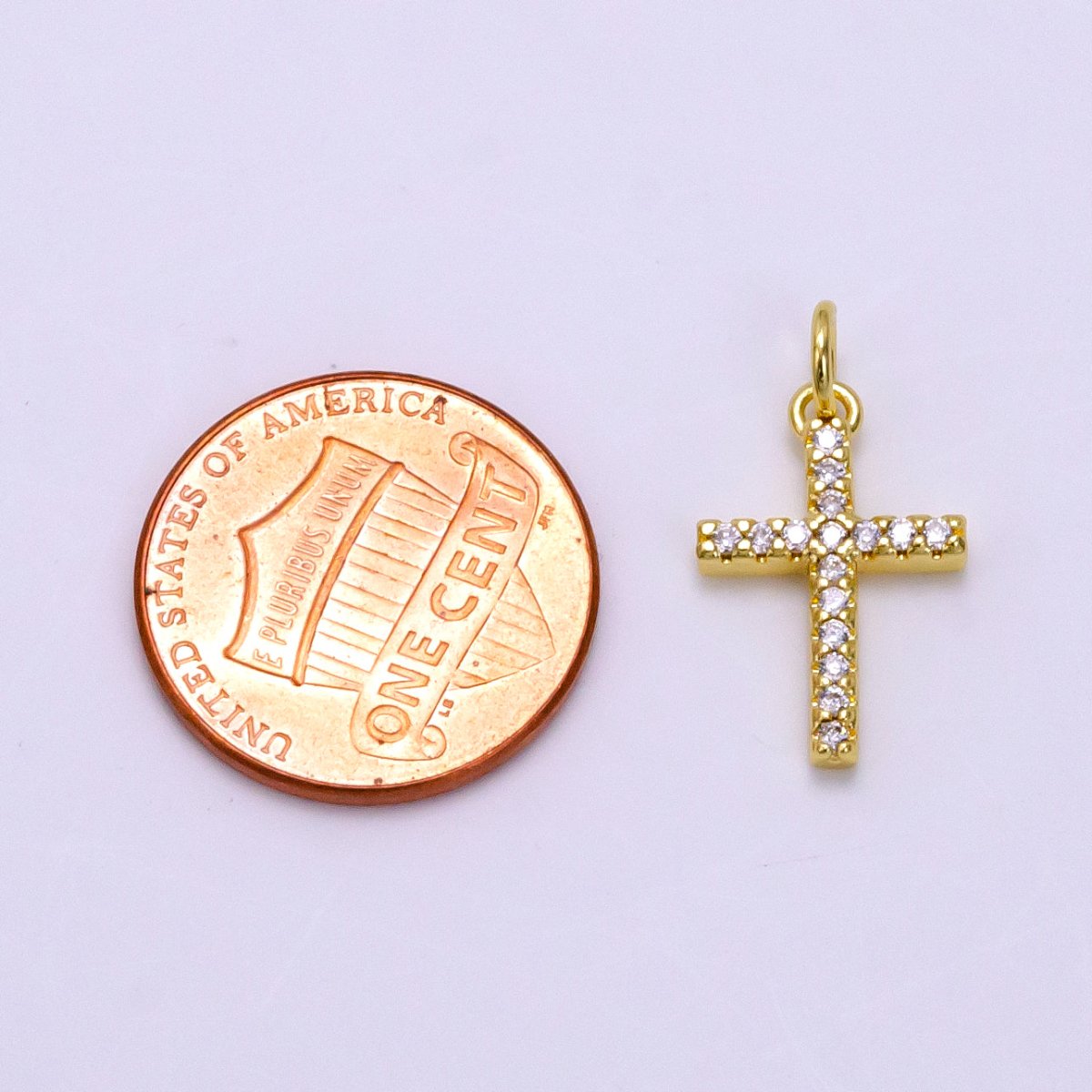 14K Gold Filled 20mm Micro Paved CZ Latin Cross Charm | W497