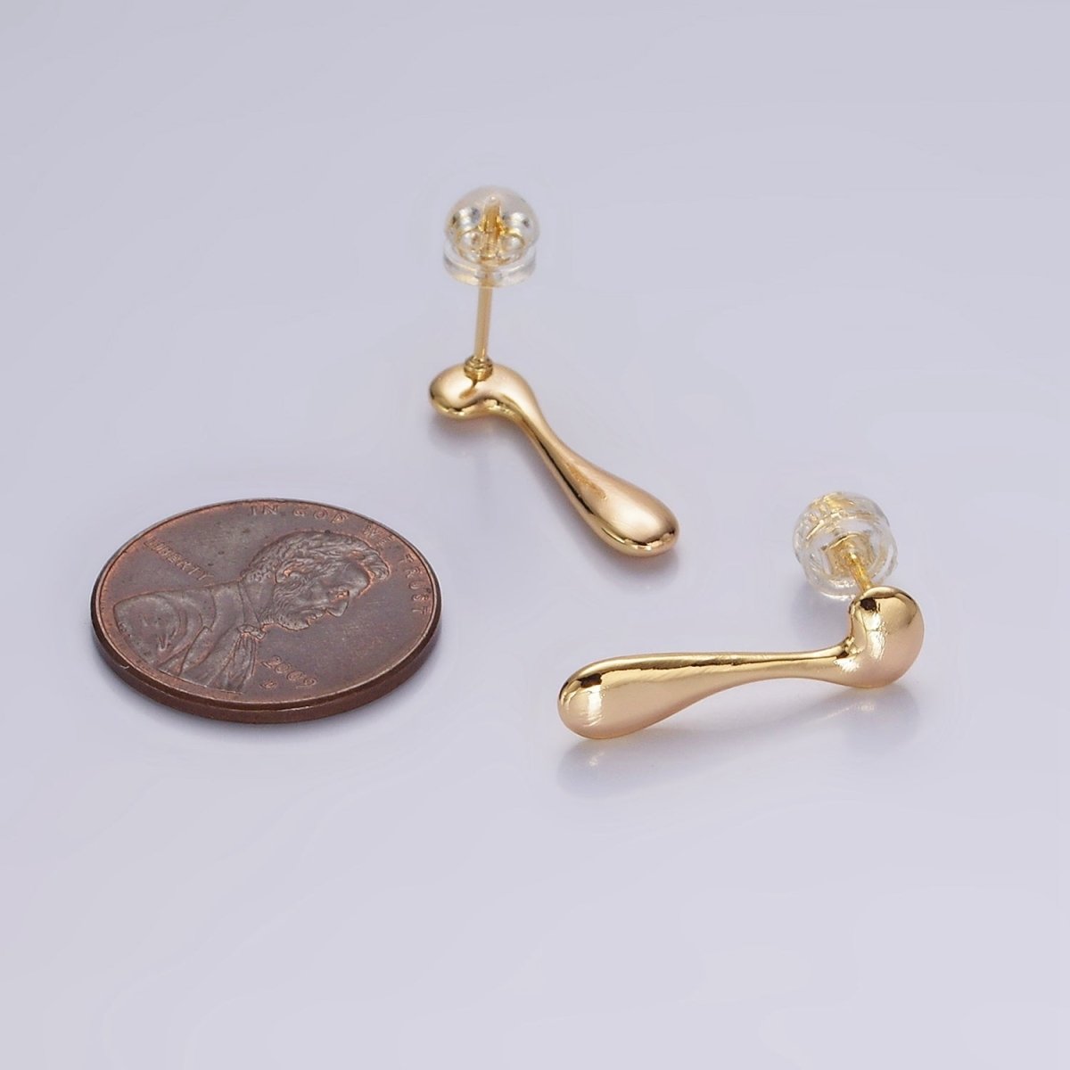 14K Gold Filled 20mm Minimalist Molten Drip Drop Stud Earrings | AE992