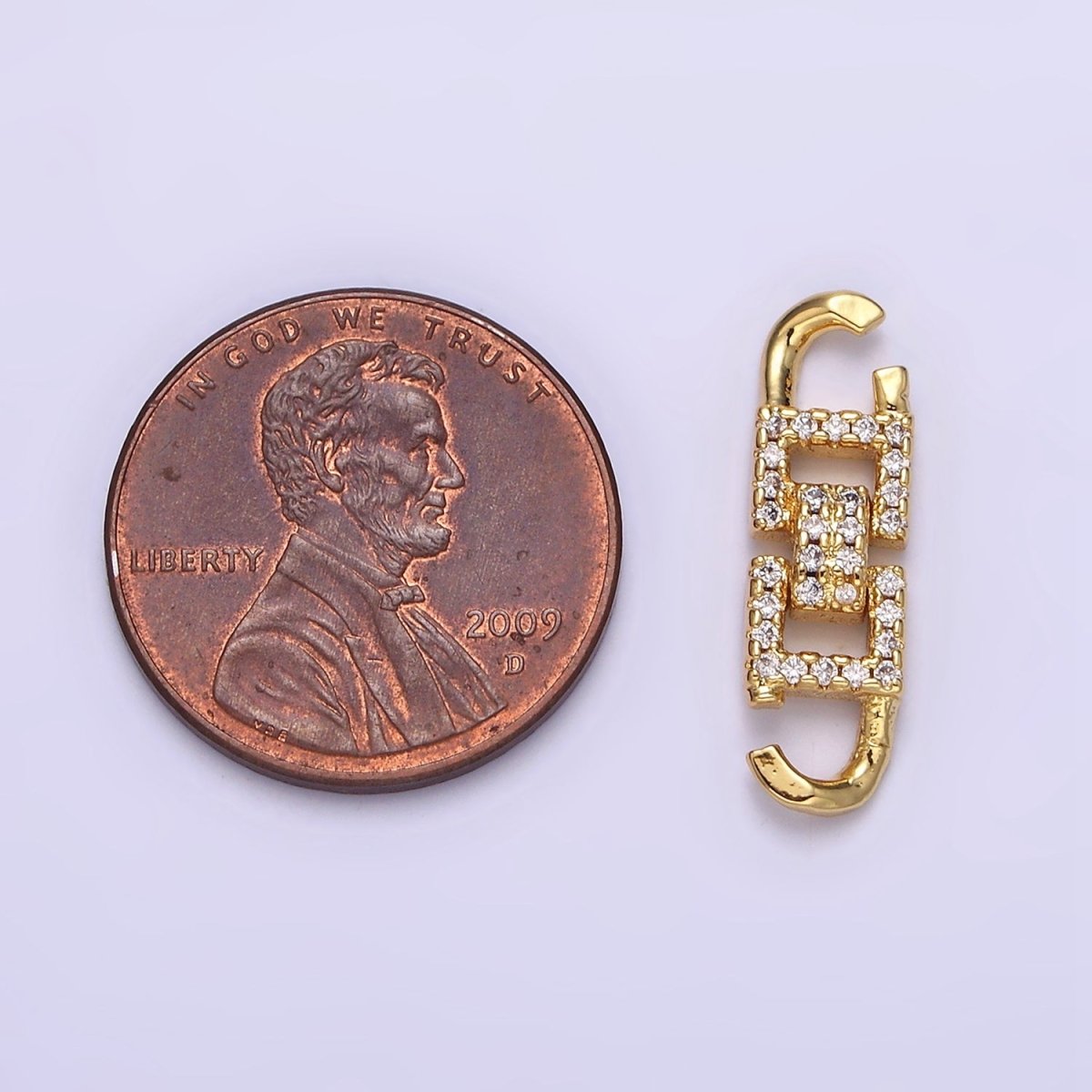 14K Gold Filled 20mm Modern Geometric Square Micro Paved CZ Link Connector | Y-750