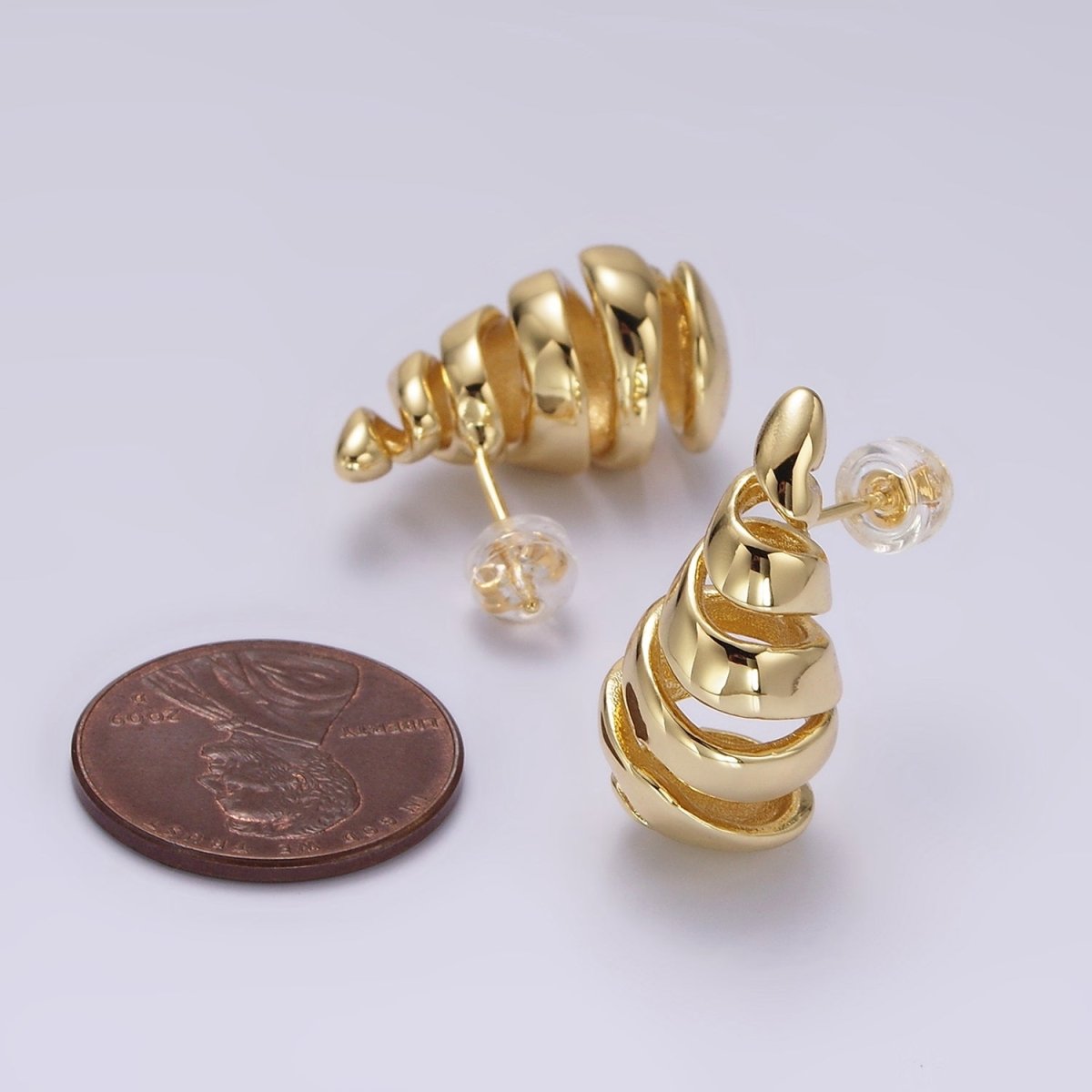 14K Gold Filled 20mm Multiple Open Band Teardrop Stud Earrings | AE183