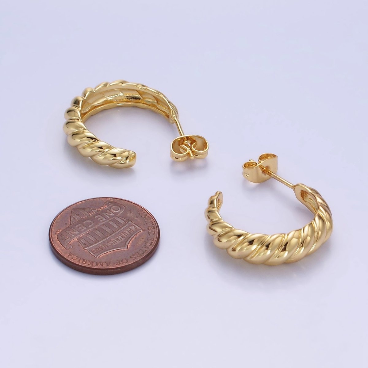14K Gold Filled 22mm Croissant C-Shaped Hoop Earrings | AB1332