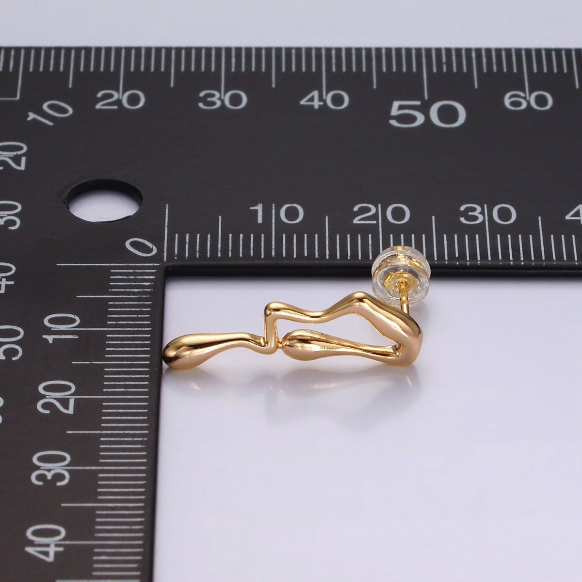 14K Gold Filled 23mm Minimalist Double Molten Drip Drop Stud Earrings | AE991
