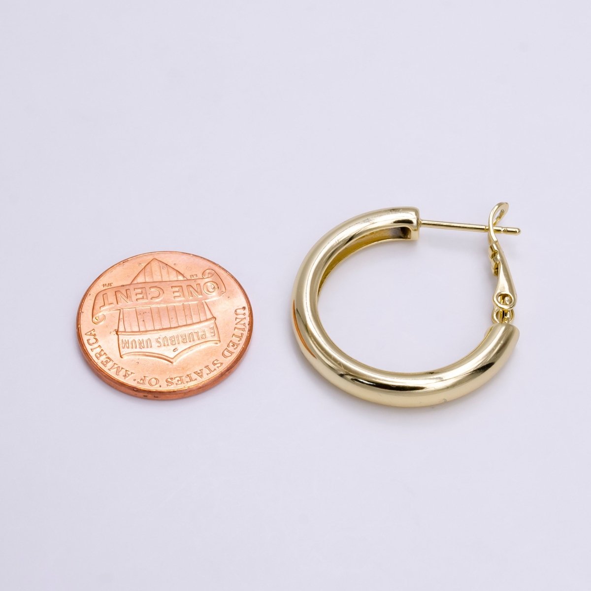 14K Gold Filled 25mm Round Chubby Hinge Hoop Earrings | AE543
