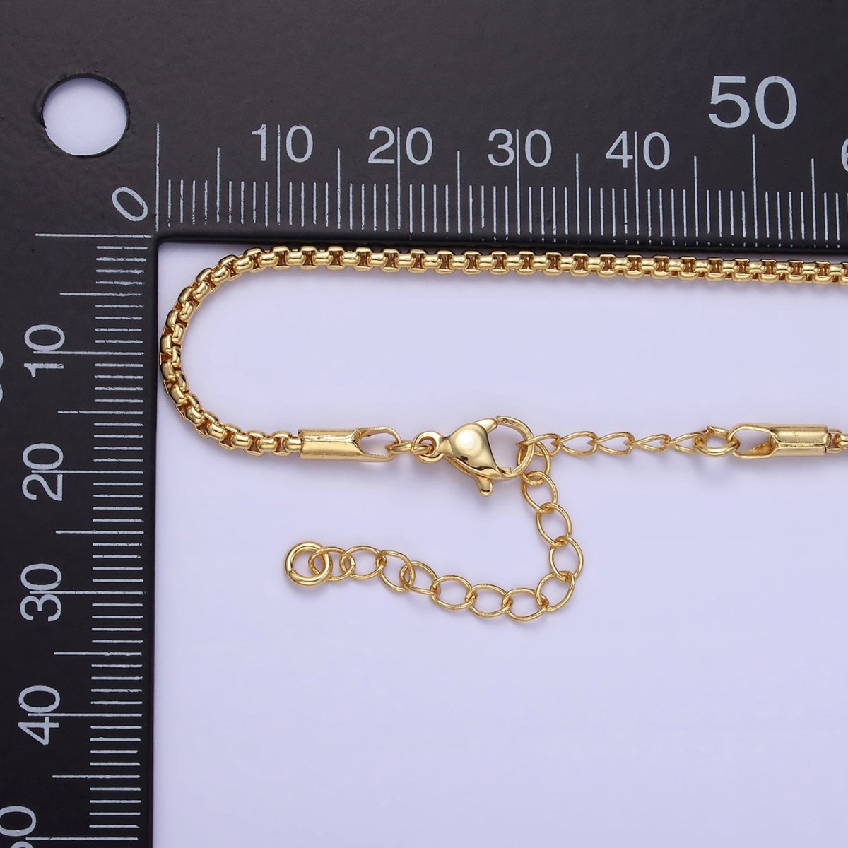 14K Gold Filled 2mm Box Chain 17.5 Inch Necklace w. Extender | WA-2434