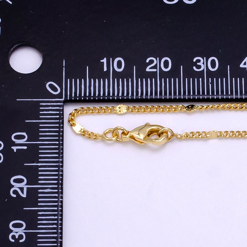 14K Gold Filled 2mm Sunburst Link Curb Chain 19.5 Inch Necklace | WA-2435