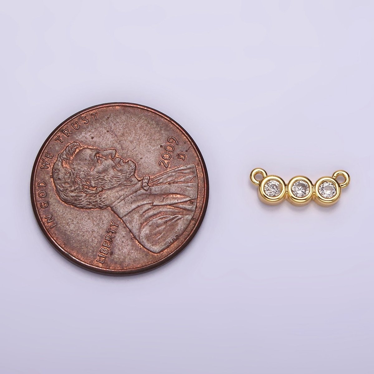 14K Gold Filled 30mm Clear Micro Paved CZ Abstract Lined Connector | G115