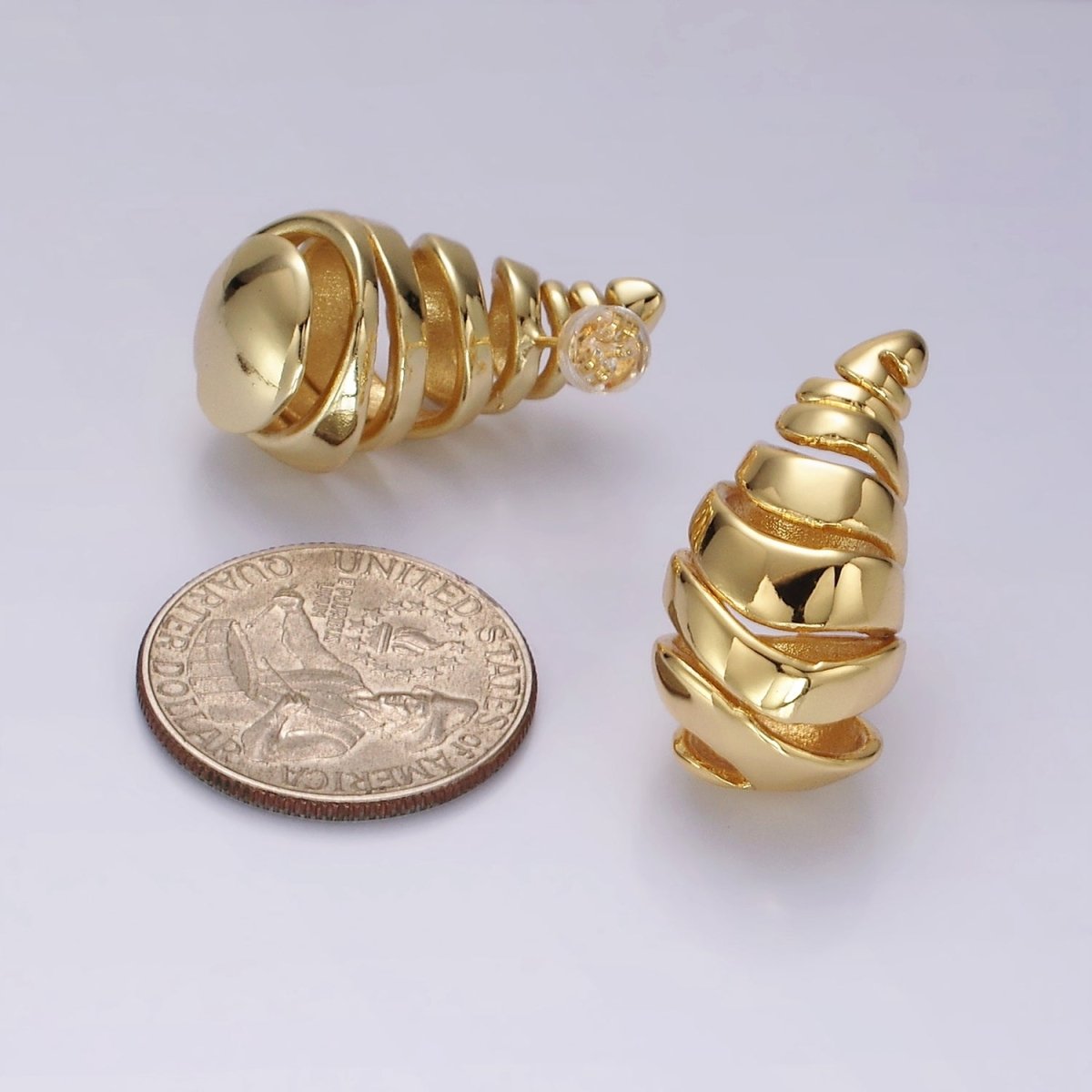 14K Gold Filled 30mm Open Multiple Band Teardrop Minimalist Stud Earrings | AE178
