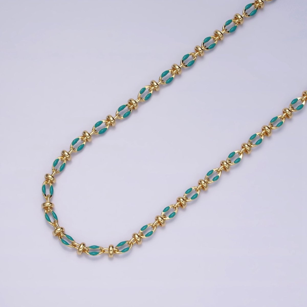 14K Gold Filled 3.8mm Multicolor Rainbow Enamel Crimp Double Link Unfinished Chain For Jewelry Making | ROLL-1394 to ROLL-1403 Clearance Pricing